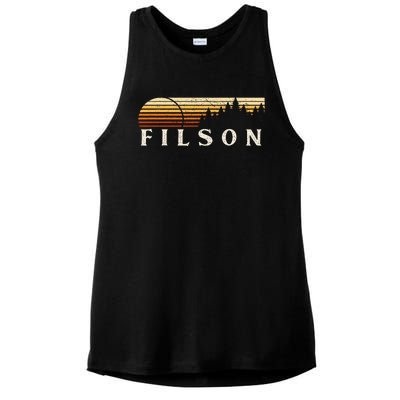 Filson Il Vintage Evergreen Sunset Eighties Retro Ladies PosiCharge Tri-Blend Wicking Tank