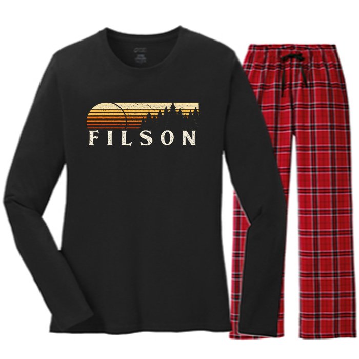 Filson Il Vintage Evergreen Sunset Eighties Retro Women's Long Sleeve Flannel Pajama Set 