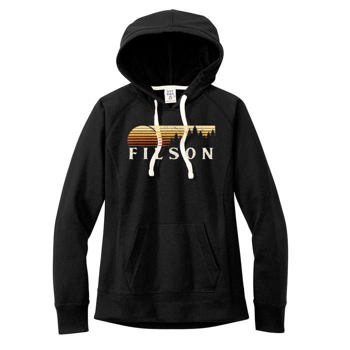 Filson Il Vintage Evergreen Sunset Eighties Retro Women's Fleece Hoodie