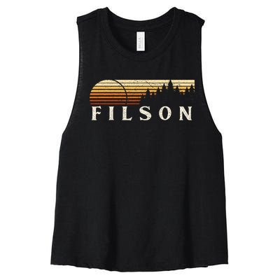 Filson Il Vintage Evergreen Sunset Eighties Retro Women's Racerback Cropped Tank