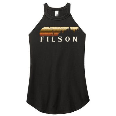 Filson Il Vintage Evergreen Sunset Eighties Retro Women's Perfect Tri Rocker Tank