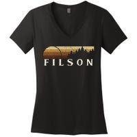 Filson Il Vintage Evergreen Sunset Eighties Retro Women's V-Neck T-Shirt