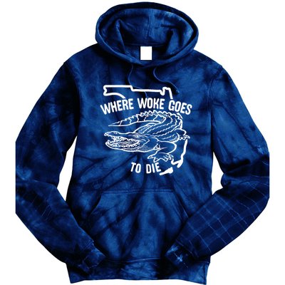 Florida Is Where Woke Goes To Die Crocodile Alligator Tie Dye Hoodie