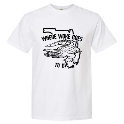 Florida Is Where Woke Goes To Die Crocodile Alligator Garment-Dyed Heavyweight T-Shirt