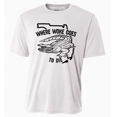 Florida Is Where Woke Goes To Die Crocodile Alligator Cooling Performance Crew T-Shirt