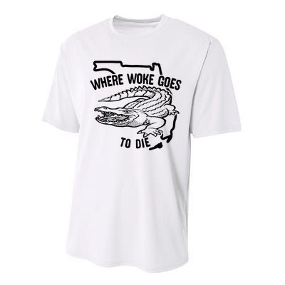 Florida Is Where Woke Goes To Die Crocodile Alligator Performance Sprint T-Shirt