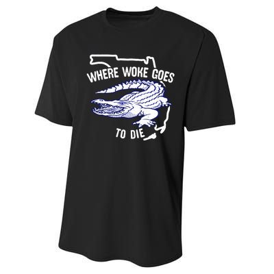 Florida Is Where Woke Goes To Die DeSantis Florida Funny Performance Sprint T-Shirt