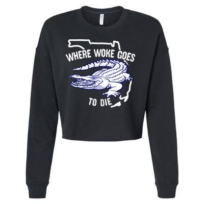 Florida Is Where Woke Goes To Die DeSantis Florida Funny Cropped Pullover Crew