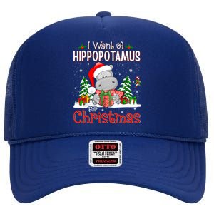 Funny I Want A Hippopotamus For Christmas Xmas Hippo Cool Gift High Crown Mesh Back Trucker Hat