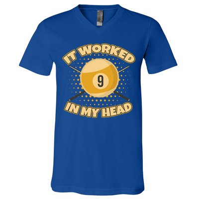 Funny It Worked At My Head Bad Shot 9 Ball Billiards Meaningful Gift V-Neck T-Shirt