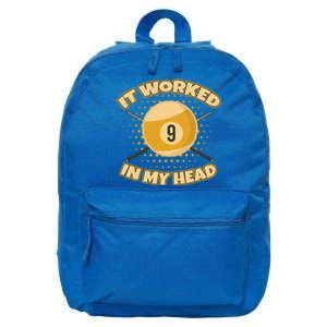 Funny It Worked At My Head Bad Shot 9 Ball Billiards Meaningful Gift 16 in Basic Backpack