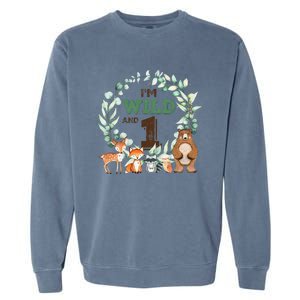 Funny Im Wild And One Zoo Theme Birthday Safari Jungle Animals Garment-Dyed Sweatshirt