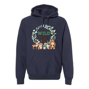 Funny Im Wild And One Zoo Theme Birthday Safari Jungle Animals Premium Hoodie