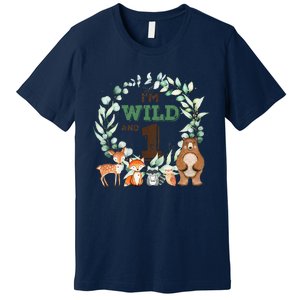 Funny Im Wild And One Zoo Theme Birthday Safari Jungle Animals Premium T-Shirt