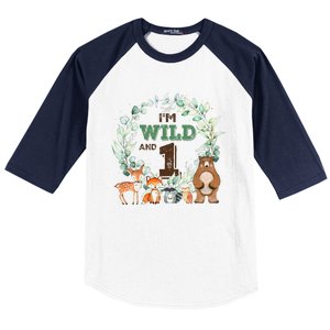 Funny Im Wild And One Zoo Theme Birthday Safari Jungle Animals Baseball Sleeve Shirt