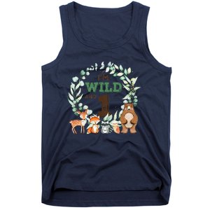 Funny Im Wild And One Zoo Theme Birthday Safari Jungle Animals Tank Top