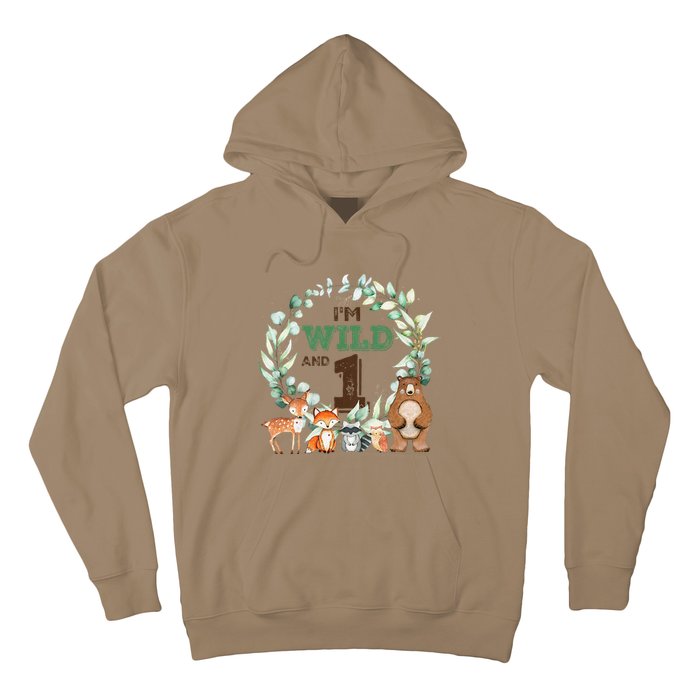 Funny Im Wild And One Zoo Theme Birthday Safari Jungle Animals Hoodie