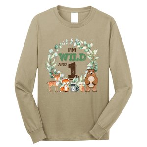 Funny Im Wild And One Zoo Theme Birthday Safari Jungle Animals Long Sleeve Shirt