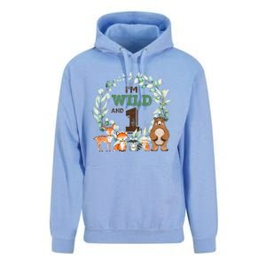 Funny Im Wild And One Zoo Theme Birthday Safari Jungle Animals Unisex Surf Hoodie