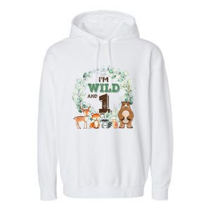 Funny Im Wild And One Zoo Theme Birthday Safari Jungle Animals Garment-Dyed Fleece Hoodie