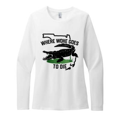 Florida Is Where Woke Goes To Die Crocodile Alligator Womens CVC Long Sleeve Shirt