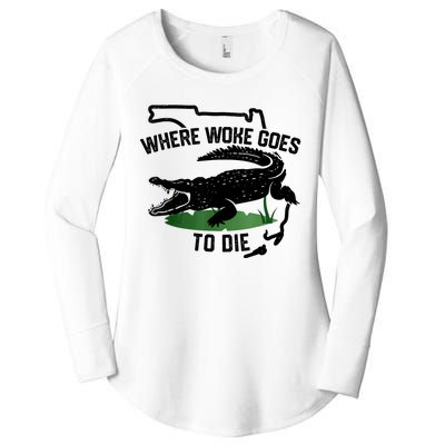 Florida Is Where Woke Goes To Die Crocodile Alligator Women's Perfect Tri Tunic Long Sleeve Shirt