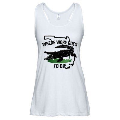 Florida Is Where Woke Goes To Die Crocodile Alligator Ladies Essential Flowy Tank