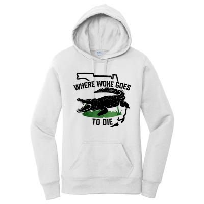 Florida Is Where Woke Goes To Die Crocodile Alligator Women's Pullover Hoodie