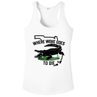 Florida Is Where Woke Goes To Die Crocodile Alligator Ladies PosiCharge Competitor Racerback Tank