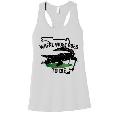 Florida Is Where Woke Goes To Die Crocodile Alligator Women's Racerback Tank