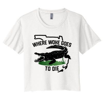 Florida Is Where Woke Goes To Die Crocodile Alligator Women's Crop Top Tee