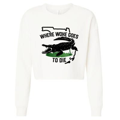 Florida Is Where Woke Goes To Die Crocodile Alligator Cropped Pullover Crew