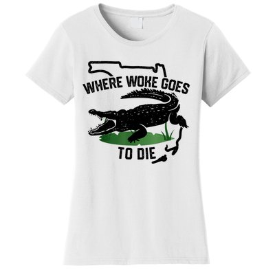 Florida Is Where Woke Goes To Die Crocodile Alligator Women's T-Shirt