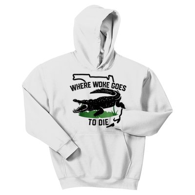 Florida Is Where Woke Goes To Die Crocodile Alligator Kids Hoodie