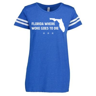 Florida Is Where Woke Goes To Die Funny Enza Ladies Jersey Football T-Shirt