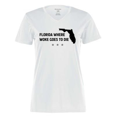 Florida Is Where Woke Goes To Die Funny Women's Momentum V-Neck T-Shirt