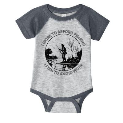 Fisherman I Work To Afford Fishing I Fish To Avoid Work Infant Baby Jersey Bodysuit