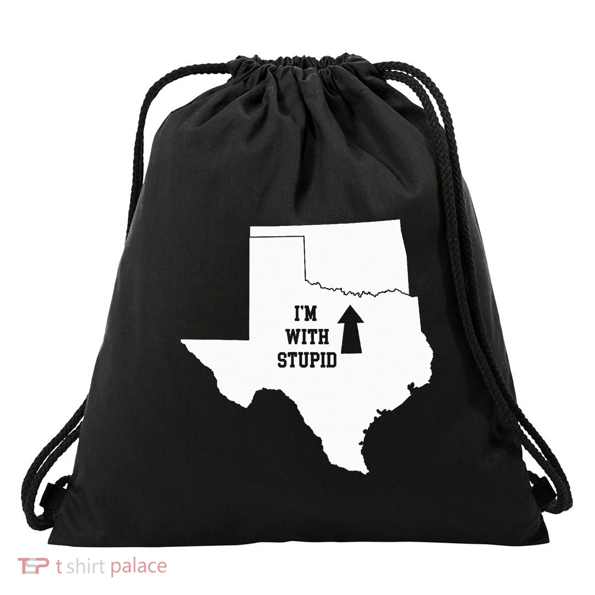 Funny IM With Stupid Oklahoma Arrow From Texas Drawstring Bag