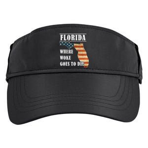 Florida Is Where Woke Goes To Die DeSantis Florida USA Flag Adult Drive Performance Visor