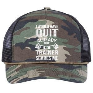 Funny I Would Have Quit But My Trainer Scares Me Retro Rope Trucker Hat Cap