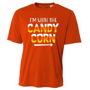 Funny Im With Candy Corn Halloween Matching Couples Cooling Performance Crew T-Shirt