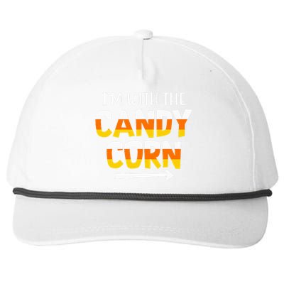 Funny Im With Candy Corn Halloween Matching Couples Snapback Five-Panel Rope Hat