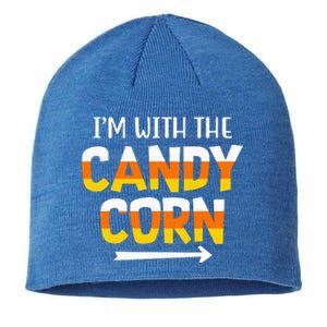 Funny Im With Candy Corn Halloween Matching Couples Sustainable Beanie