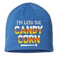 Funny Im With Candy Corn Halloween Matching Couples Sustainable Beanie