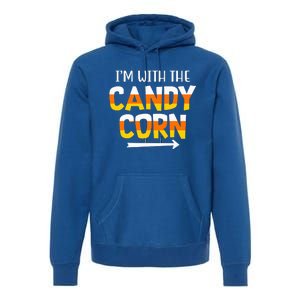 Funny Im With Candy Corn Halloween Matching Couples Premium Hoodie