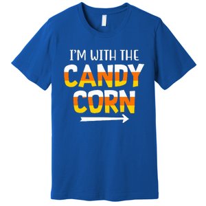 Funny Im With Candy Corn Halloween Matching Couples Premium T-Shirt