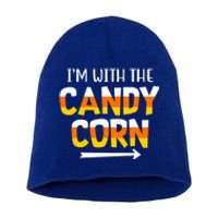 Funny Im With Candy Corn Halloween Matching Couples Short Acrylic Beanie