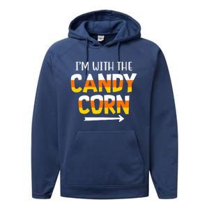 Funny Im With Candy Corn Halloween Matching Couples Performance Fleece Hoodie