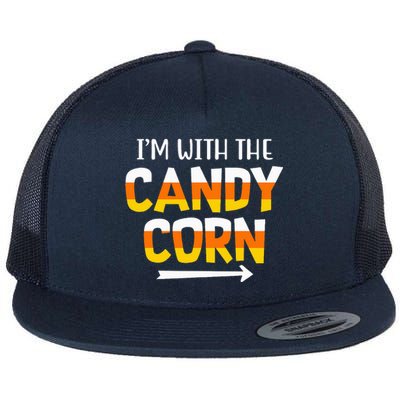 Funny Im With Candy Corn Halloween Matching Couples Flat Bill Trucker Hat