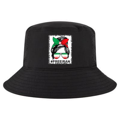 Free Iran Women Life Freedom Bleached Messy Bun Iranian Flag Cool Comfort Performance Bucket Hat